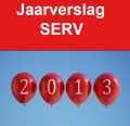 kaft jaarverslag SERV 2013 met rode ballonnen waarop 2013 staat