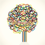 gekleurde abstracte tekening van boom die omgevingsbeleid moet voorstellen